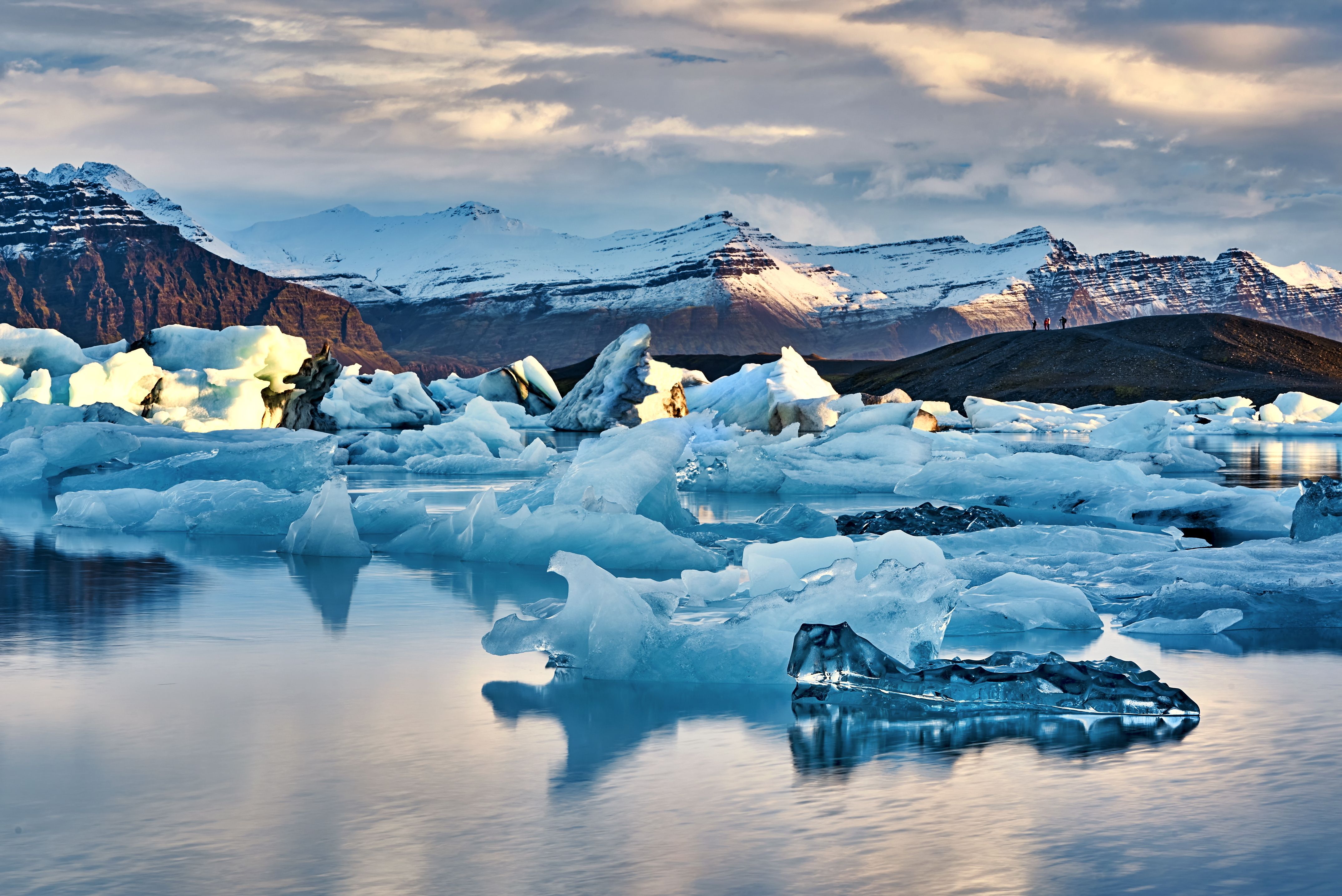 Image of ice capped mountains and ice on water